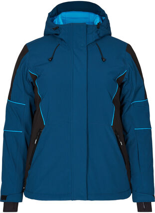 Waterproof ski jacket with a hood , Blue Comb, Packshot image number 0