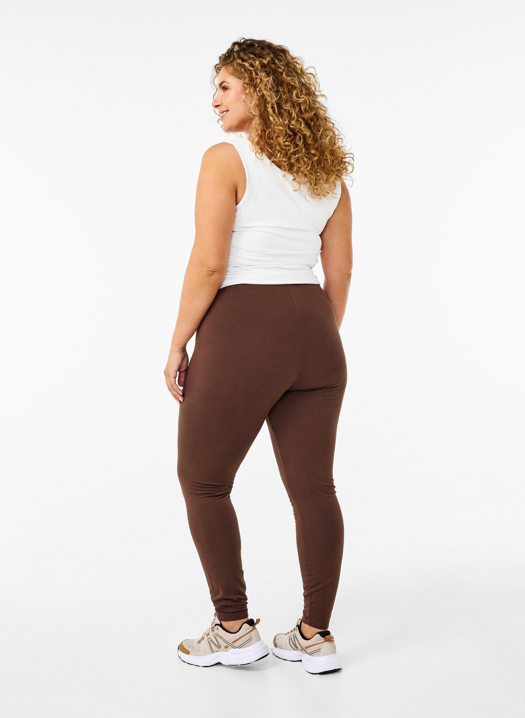 Zizzifashion Cotton leggings with lining, Brown, Model image number 1