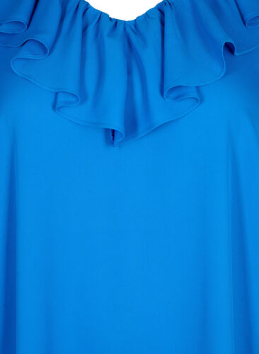 Long sleeve ruffle blouse, Strong Blue, Packshot image number 2