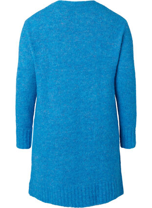 Long knitted cardigan with wool and pockets, French Blue, Packshot image number 1