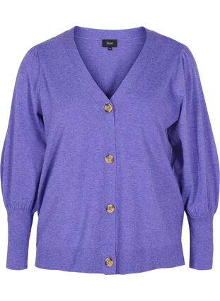 Knitted cardigan with button closure, Purple Opulence Mel., Packshot image number 0
