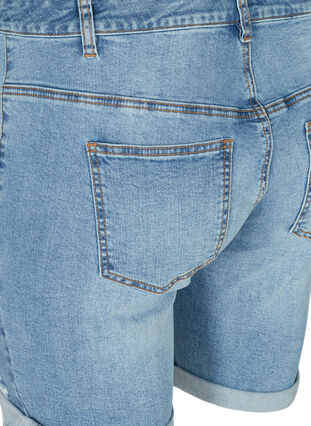 Close-fitting denim shorts with slit details, Light blue denim, Packshot image number 3