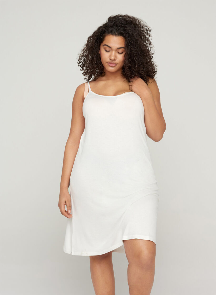 Plain-coloured slip dress in viscose, White, Model image number 0