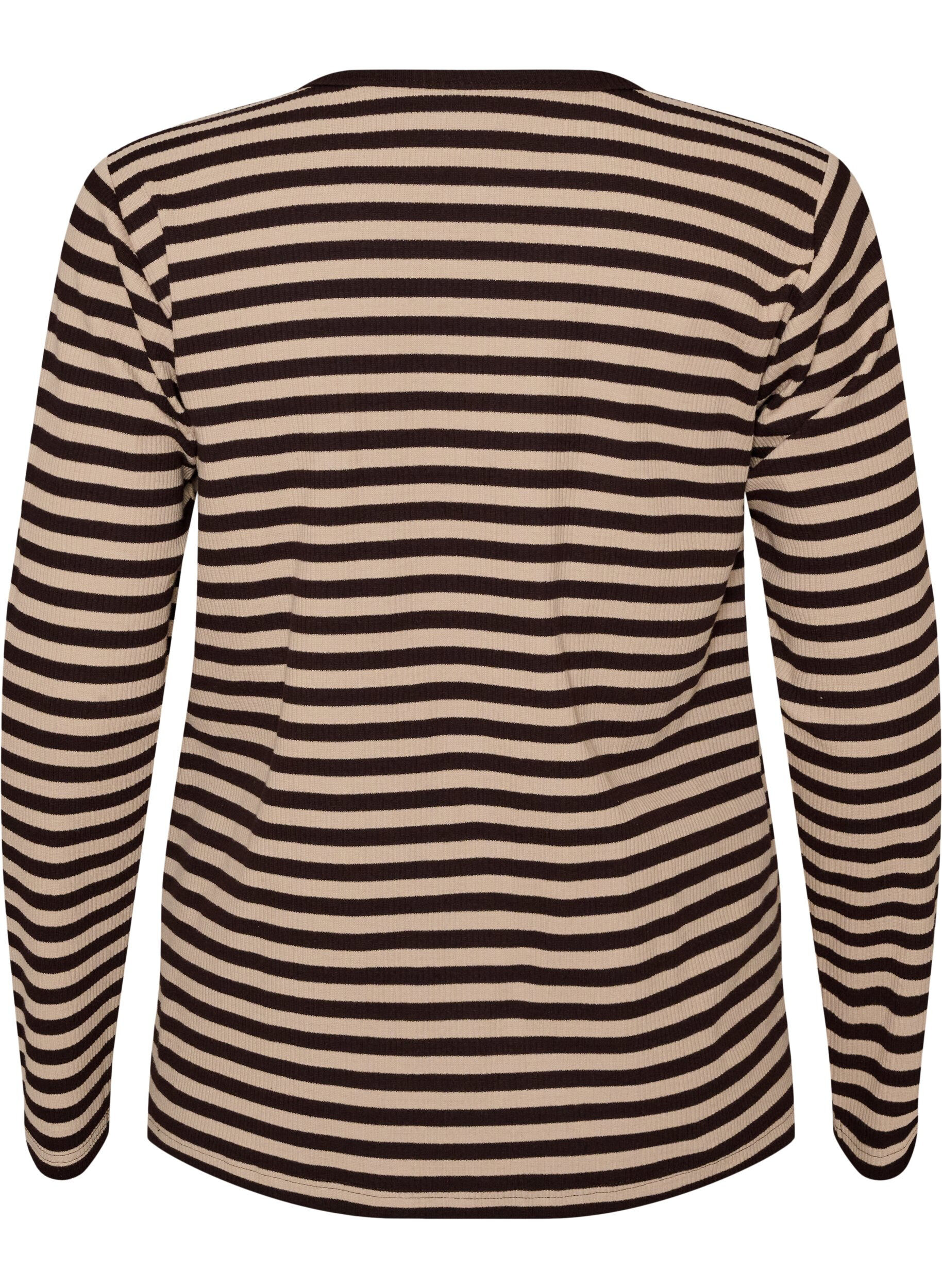 ZizzifashionStriped blouse with long sleeves, Brown, Packshot image number 1