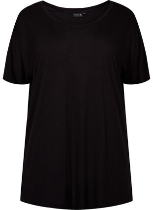 Training t-shirt in viscose with round neckline, Black, Packshot image number 0