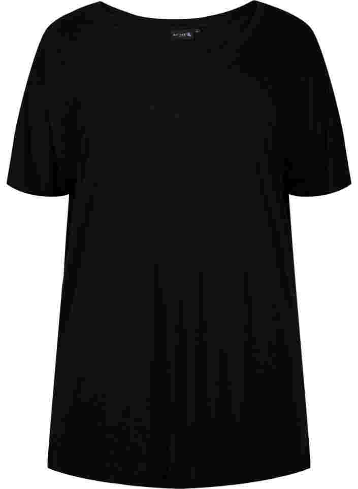 Training t-shirt in viscose with round neckline, Black, Packshot image number 0