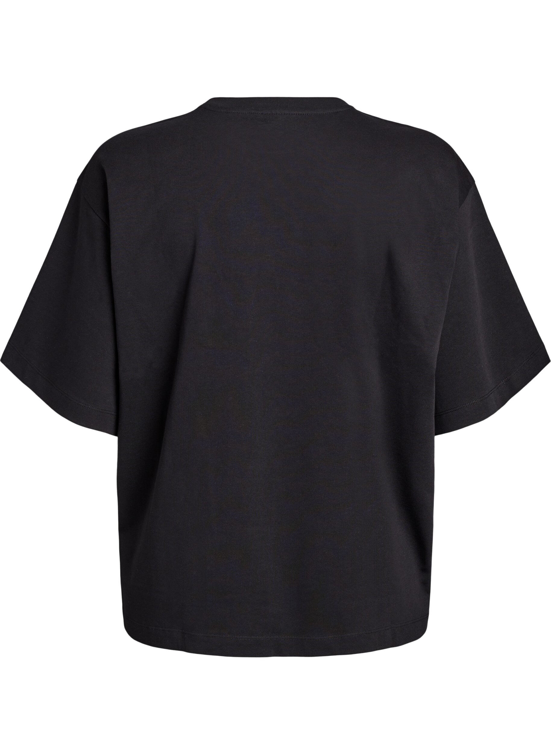Zizzifashion Oversized T-shirt with half sleeves, Black, Packshot image number 1