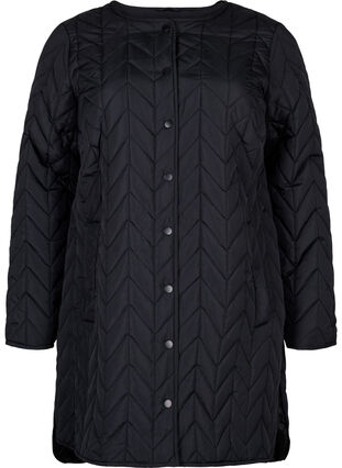 Quilted jacket with buttons, Black, Packshot image number 0