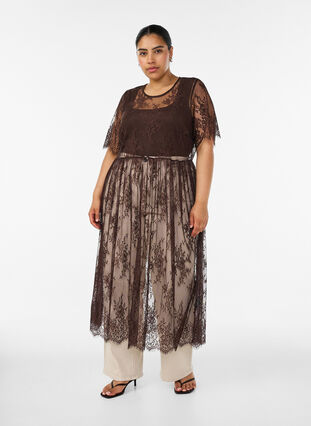 brown lace midi dress Padded Split Hem Sleeveless Lace Cowl Neck, Raeanne Midi Dress in Brown, Size M,