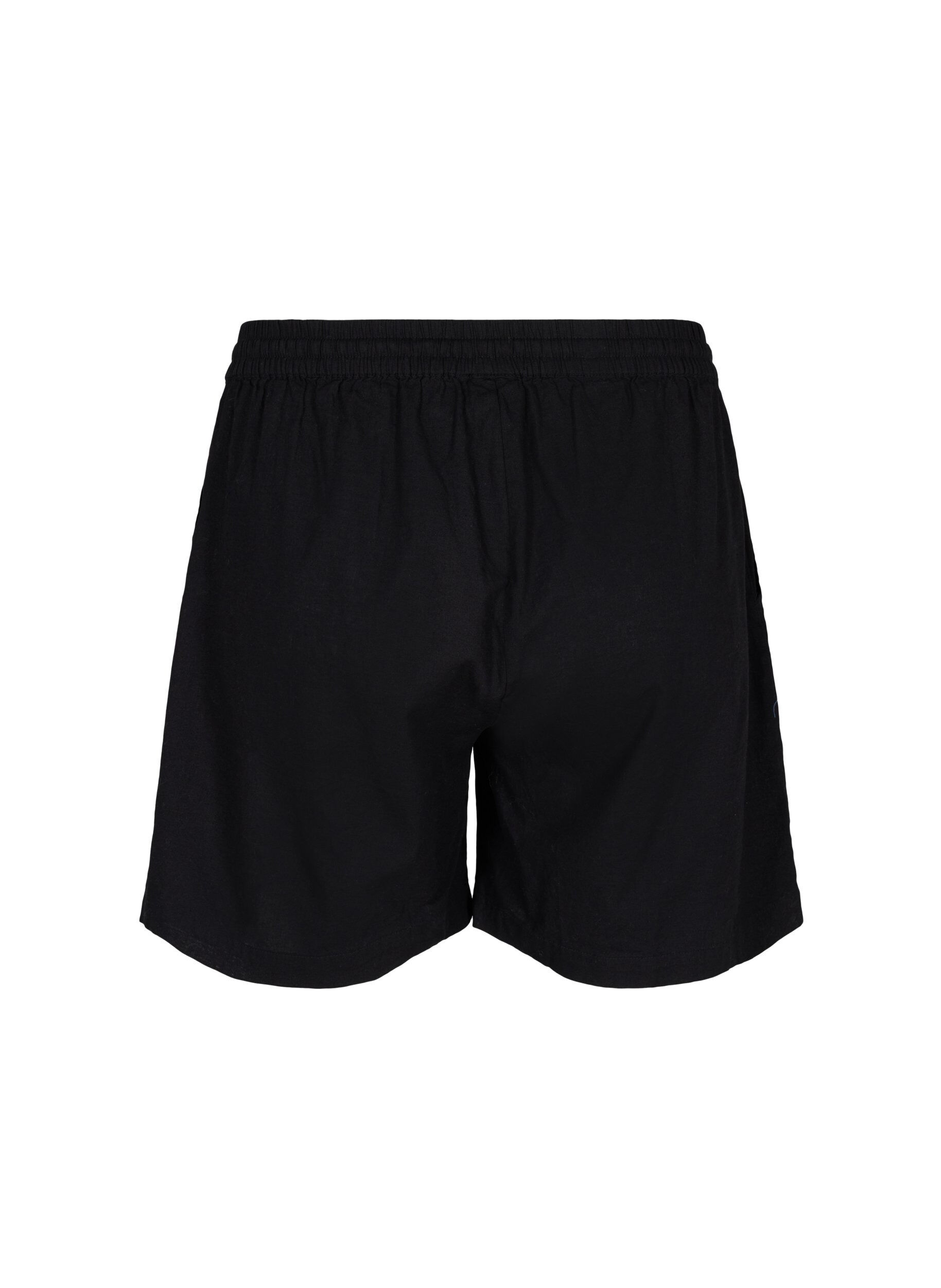 Zizzifashion Loose shorts in a cotton blend with linen, Black, Packshot image number 1