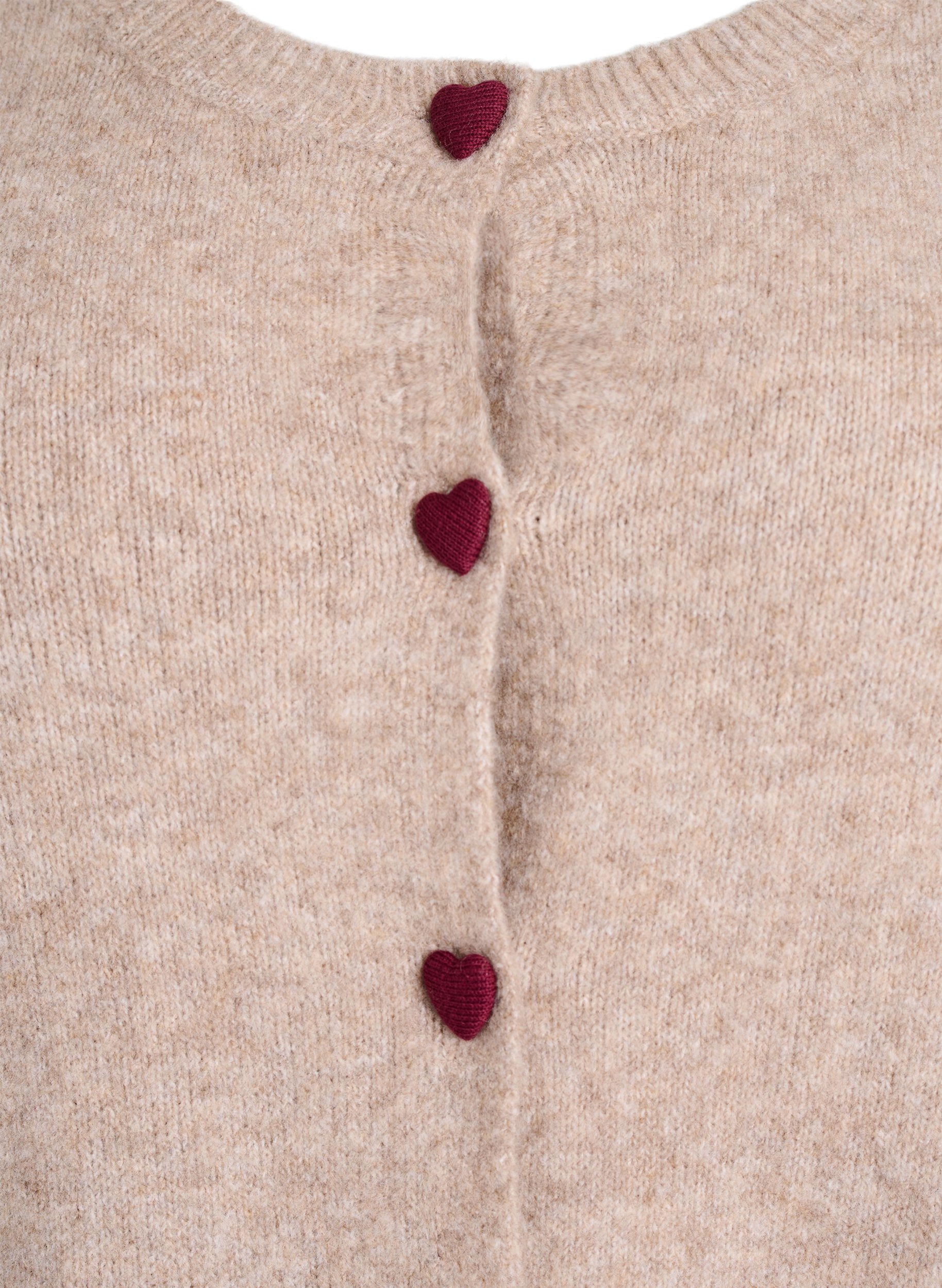 Zizzifashion Cardigan with heart-shaped buttons, Beige, Packshot image number 2