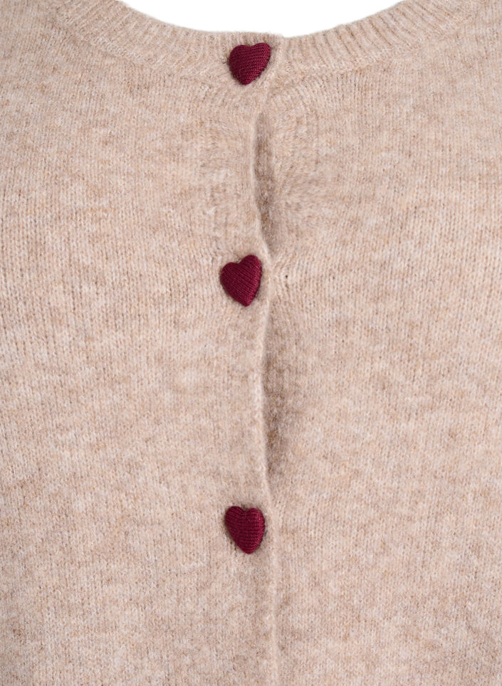 Cardigan with heart-shaped buttons, Beige, Packshot image number 2