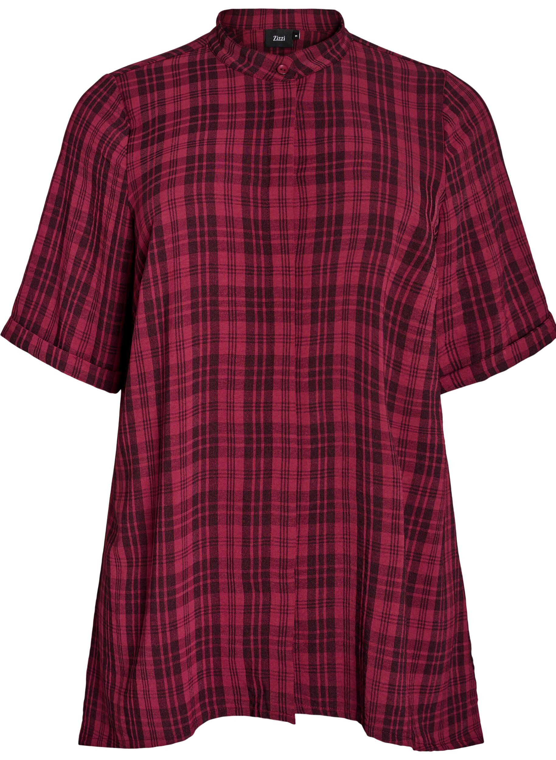 Tunic with short sleeves and checkered pattern
