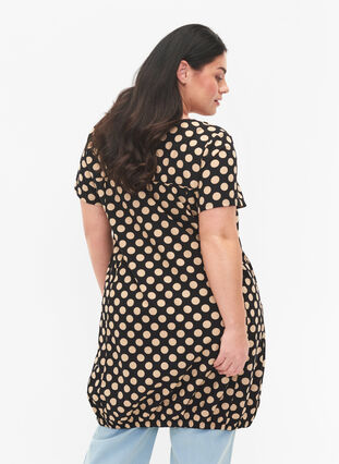 Short-sleeved, printed cotton dress, Dot AOP, Model image number 1