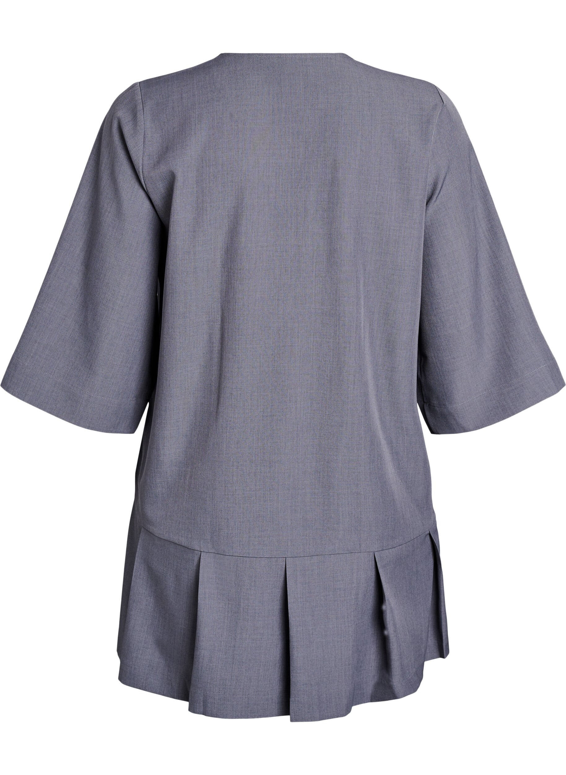 Zizzifashion Short A-line dress with zipper and 3/4-sleeves, Grey, Packshot image number 1