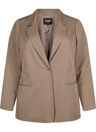 FLASH - Simple blazer with button, Walnut, Packshot image number 0