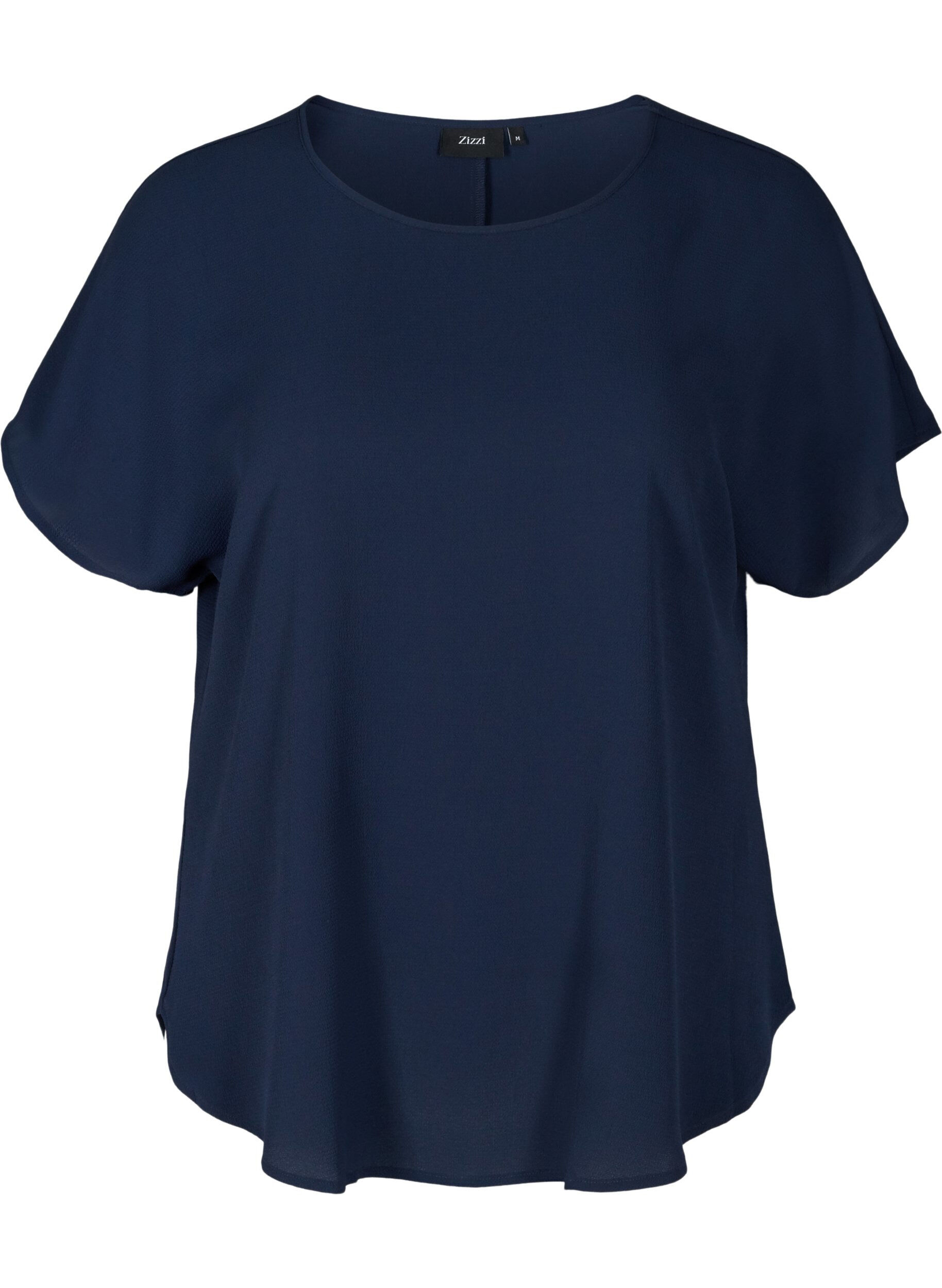 Blouse with short sleeves and a round neckline
