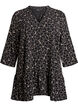 Tunic with an embroidered floral pattern and 3/4 sleeves, Black, Packshot image number 0