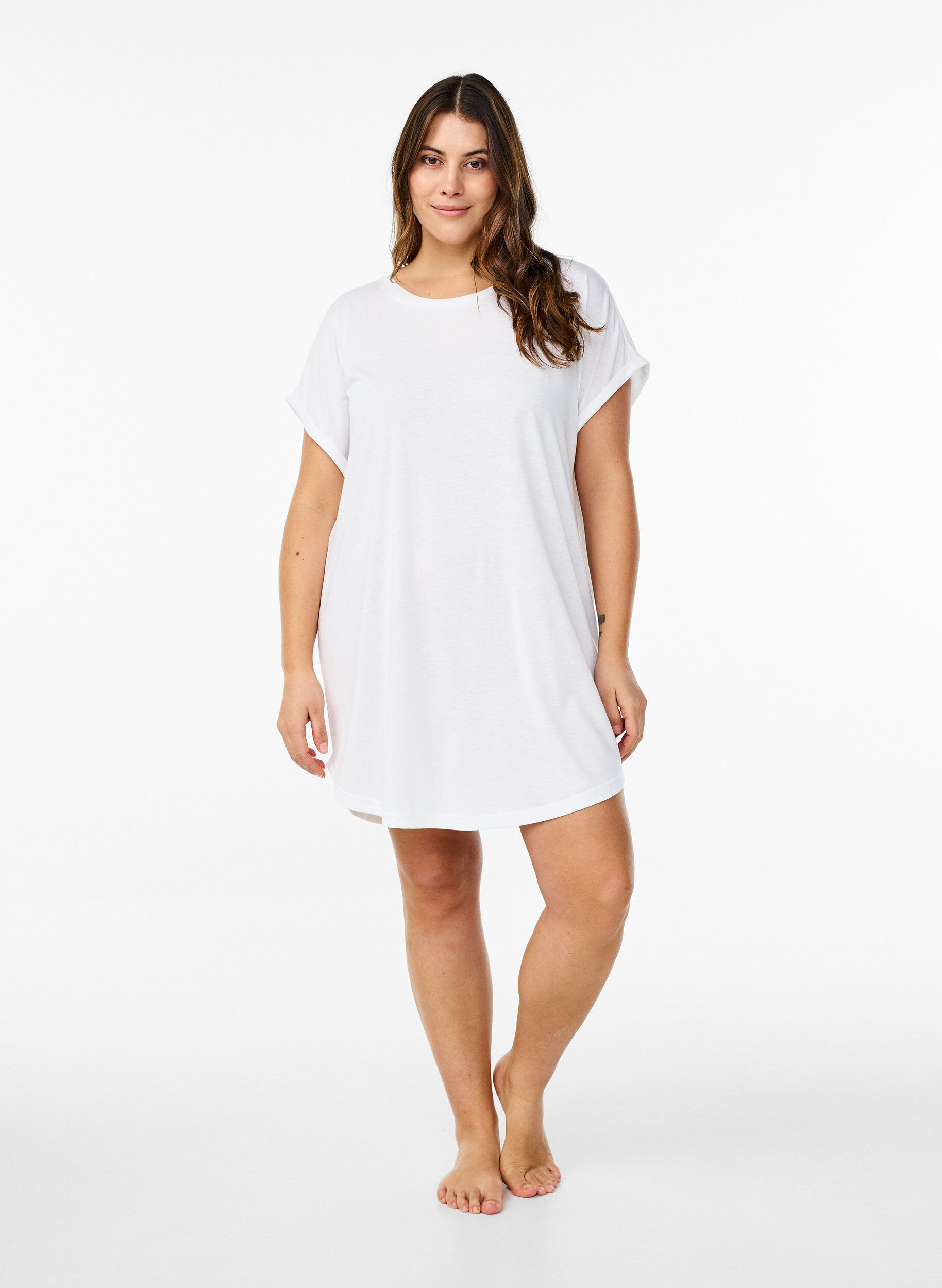 ZizzifashionShort sleeve nightgown with text print, , Model image number 1