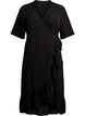 Solid coloured wrap dress with short sleeves, Black, Packshot image number 0