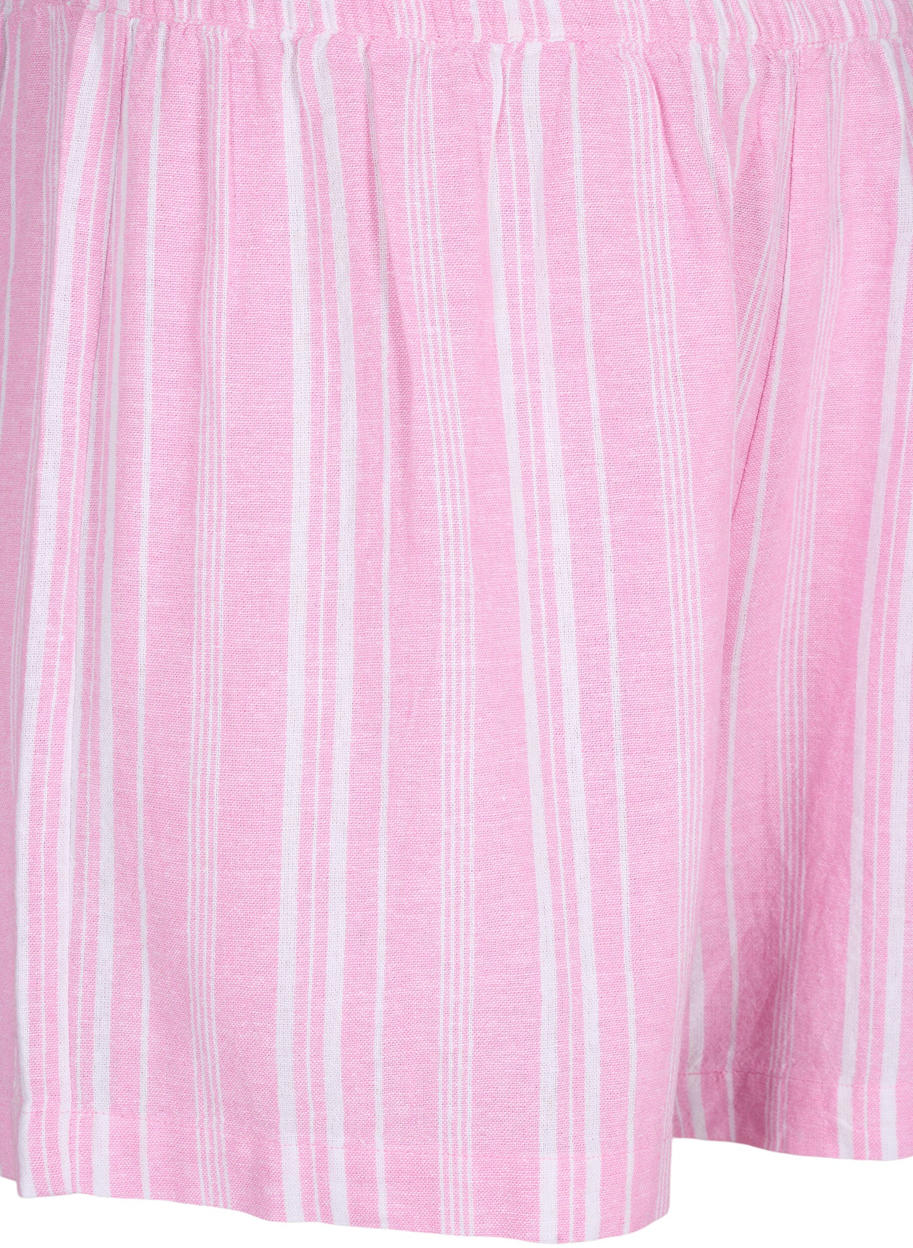 Zizzifashion Striped shorts in a linen-viscose blend, Pink, Packshot image number 2
