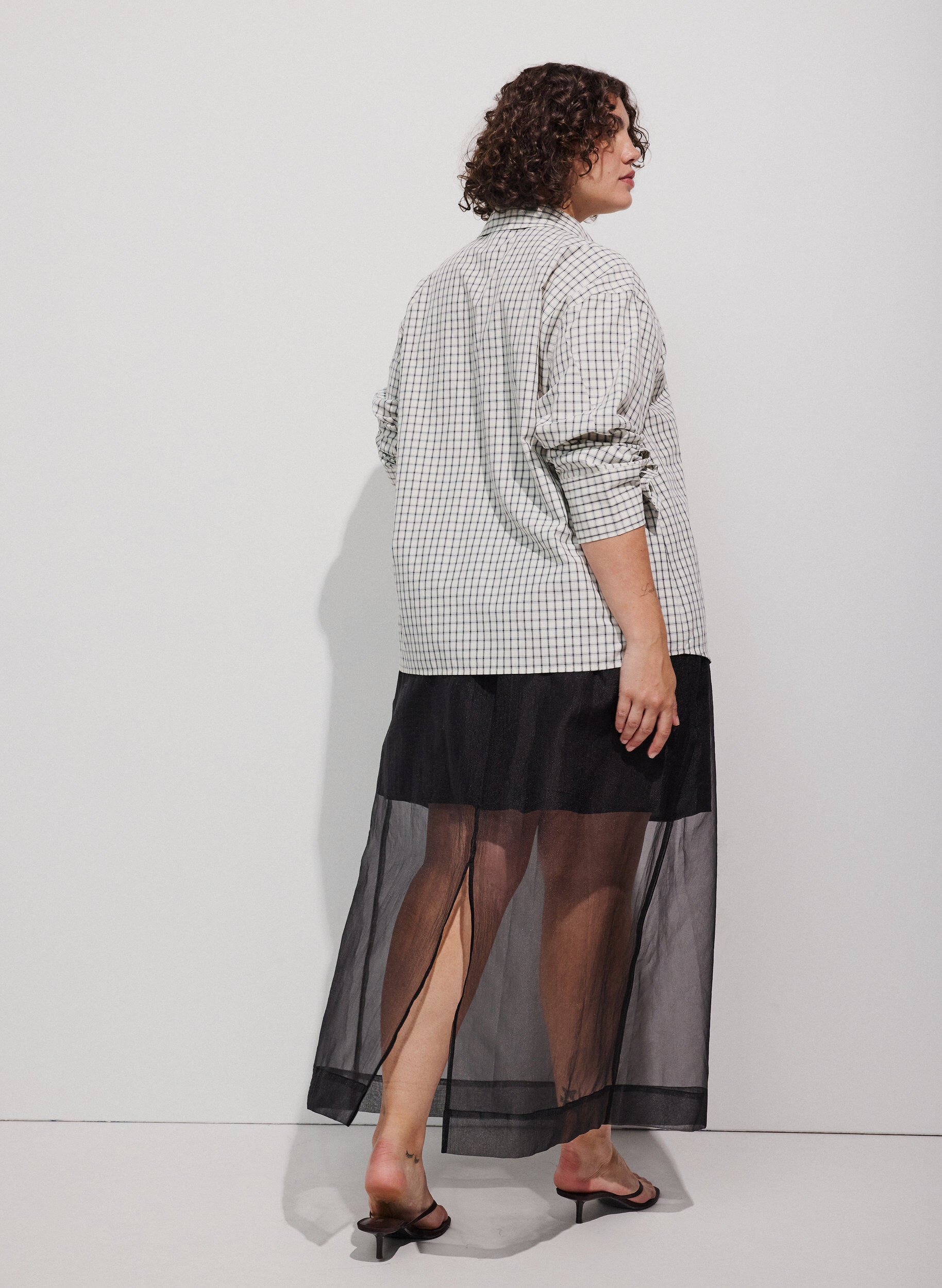 ZizzifashionLong organza-look skirt, Black, Model image number 2