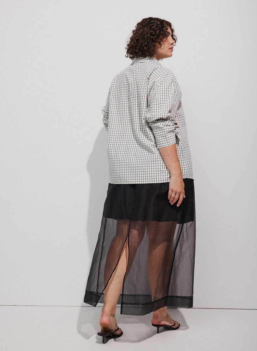 Long organza-look skirt, Black, Model image number 2