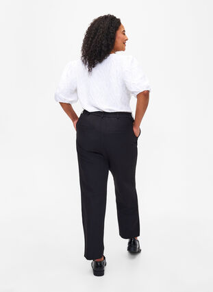 Straight leg trousers with pockets, Black, Model image number 1