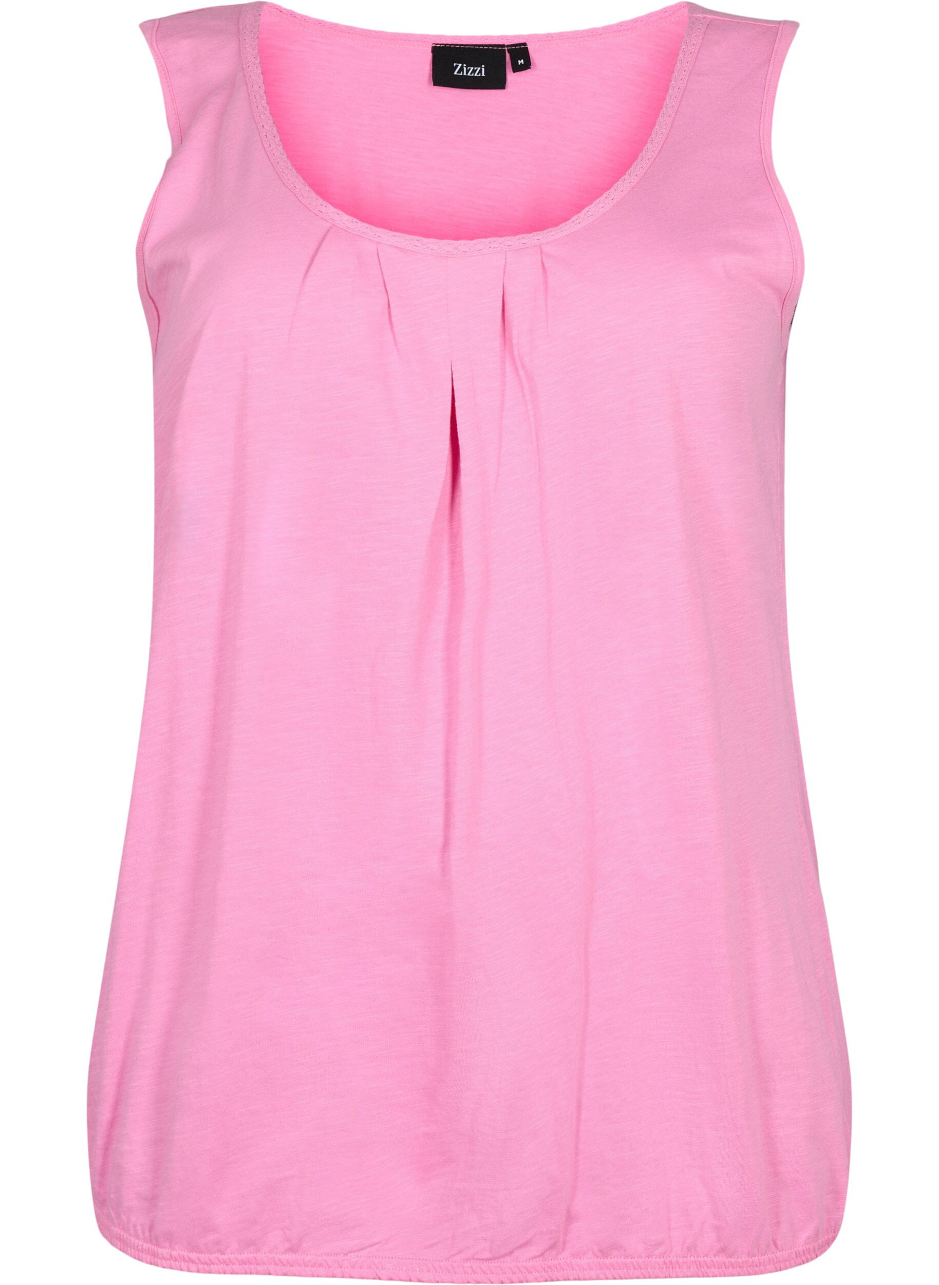 Zizzifashion 2-pack cotton top with lace trim, Rosebloom / Black, Packshot image number 2