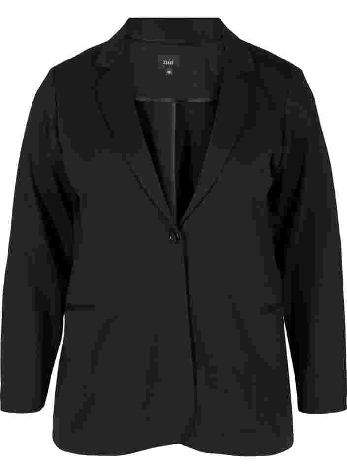 Simple blazer with button, Black, Packshot image number 0