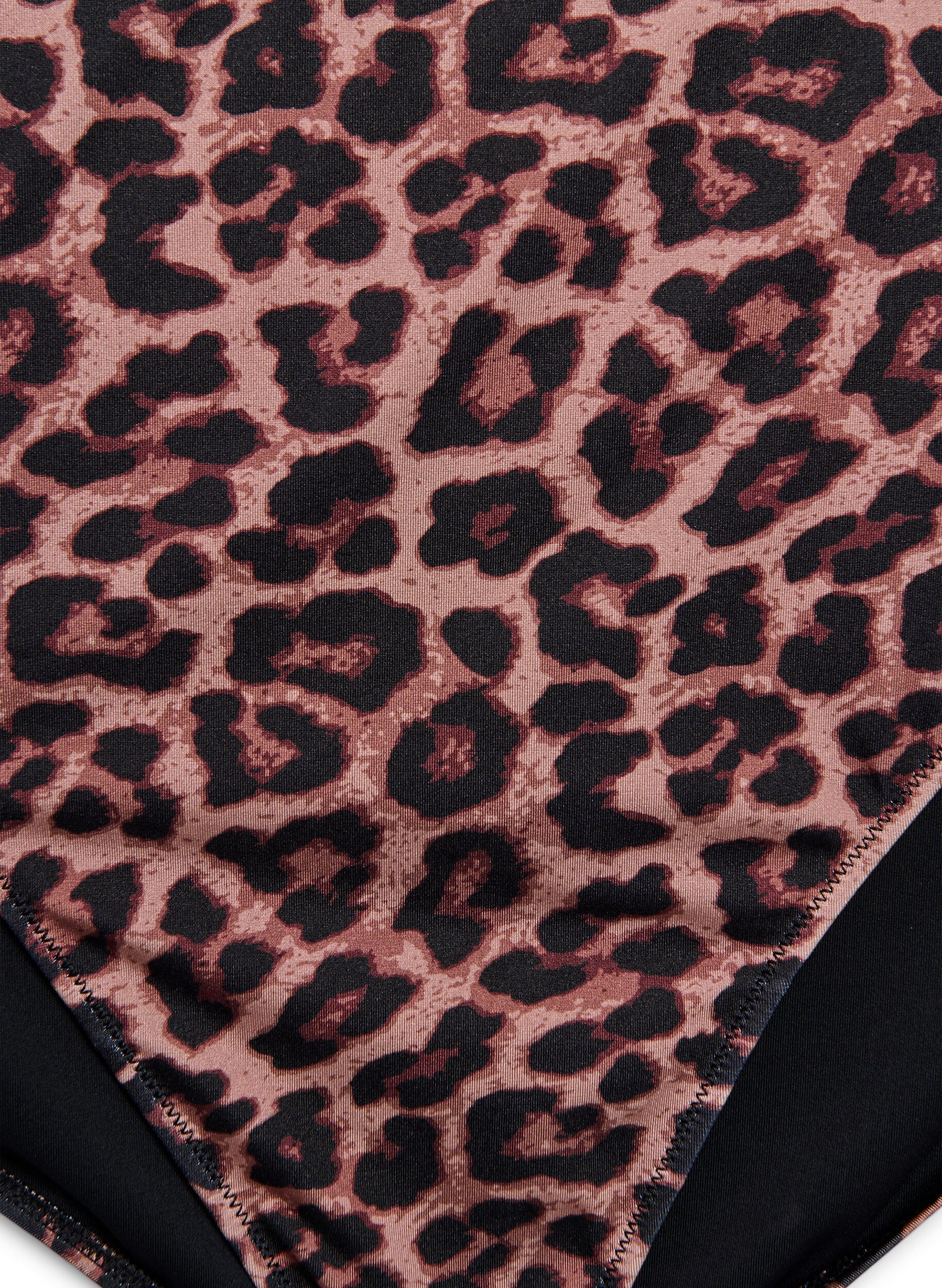 Zizzifashion Leopard high-waisted bikini bottoms, Brown, Packshot image number 2
