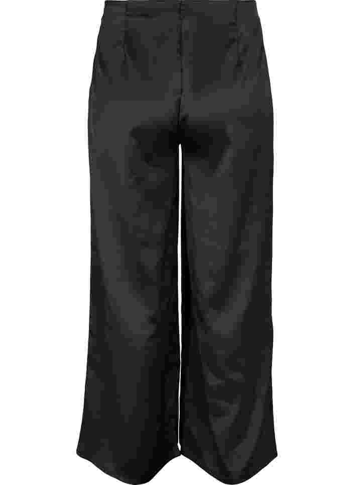 Wide leg satin trousers, Black, Packshot image number 1