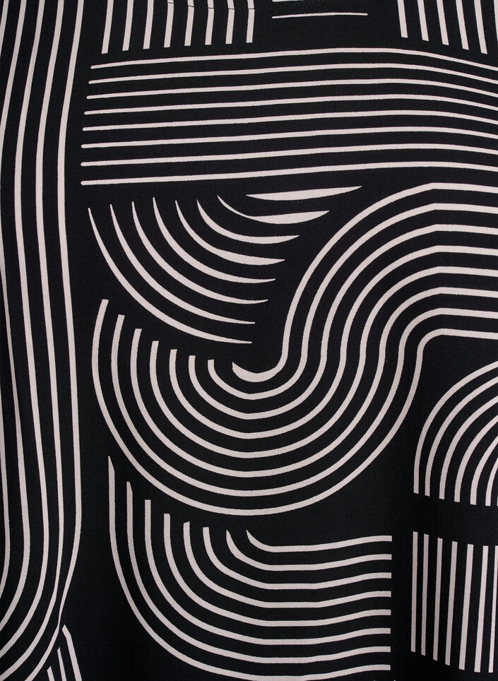 Short sleeve viscose blouse with print, Black, Packshot image number 2