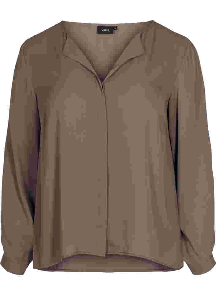 Solid colour shirt with v-neck, Falcon, Packshot image number 0