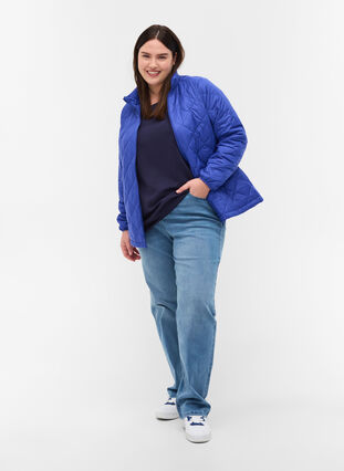 Lightweight quilted jacket with zip and pockets, Dazzling Blue, Model image number 2
