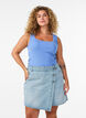 Denim skorts with a wrap-over effect and high waist, Light Blue, Model image number 0