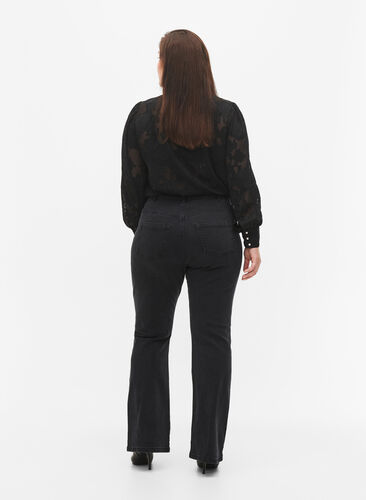 High-waisted Ellen bootcut jeans, Grey Denim, Model image number 1