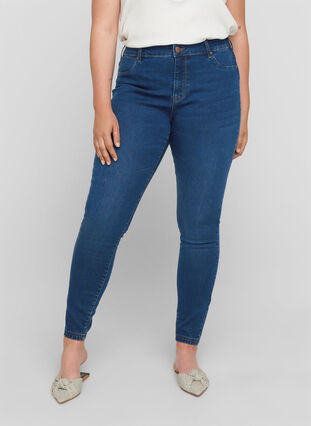 Jeggings made from a cotton mix, Blue denim, Model image number 2