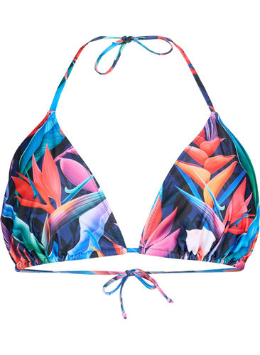 Triangle bikini bra with print, Bright Leaf, Packshot image number 0