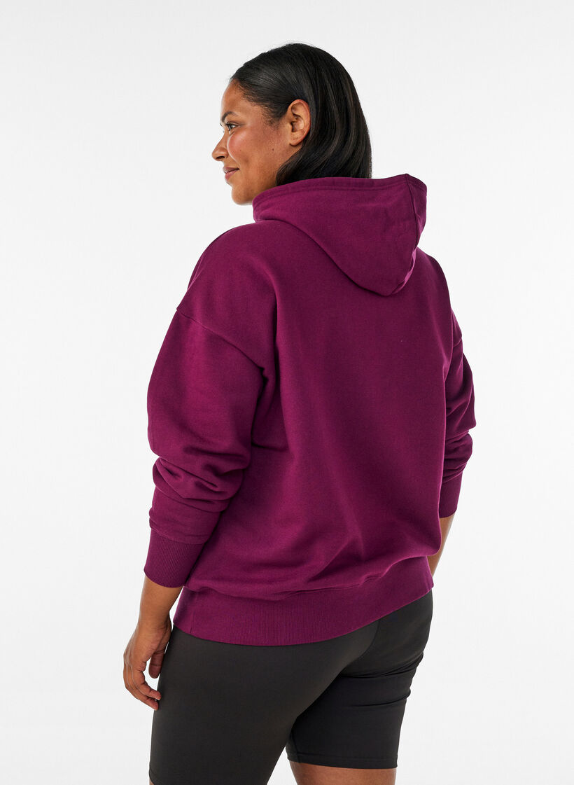 Hoodie with chest print, Purple, Model image number 2