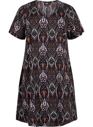 FLASH - V-neck dress with floral print, Black Rose Ethnic, Packshot image number 0