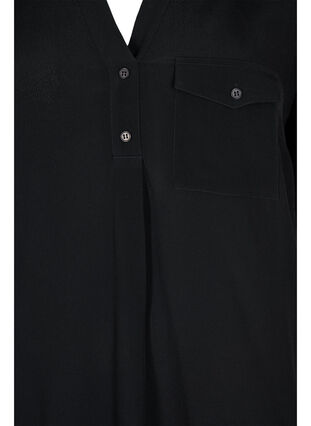 Short-sleeved viscose tunic, Black, Packshot image number 2