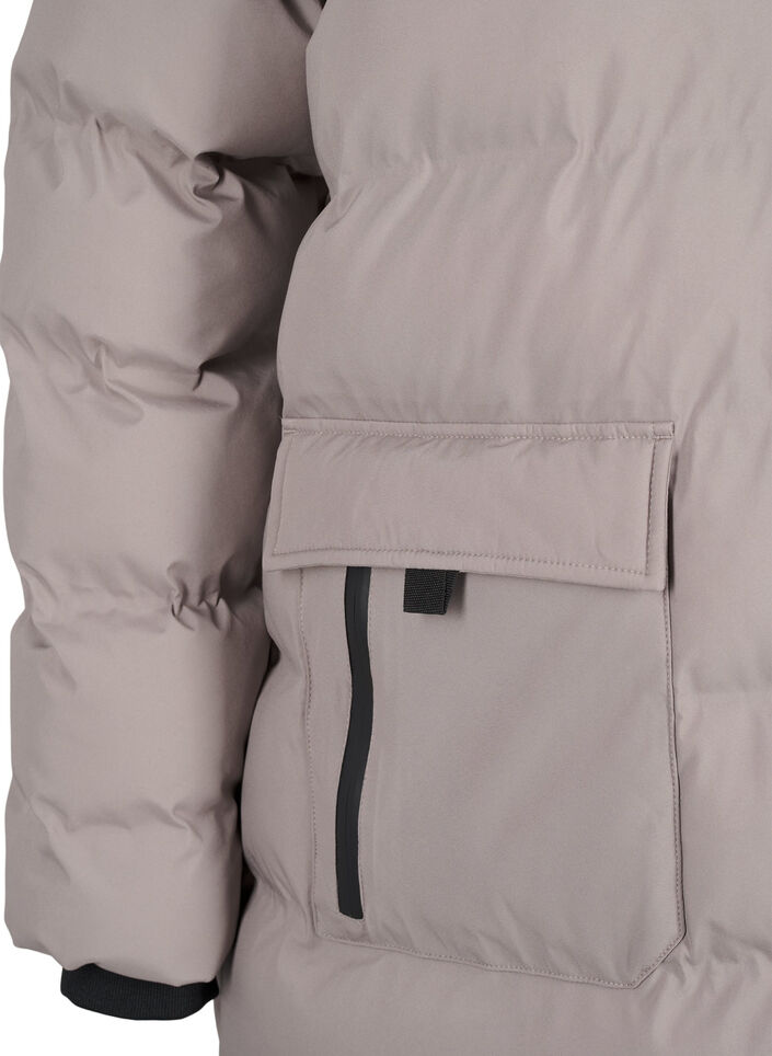 Puffer coat with hood and pockets, Beige, Packshot image number 3