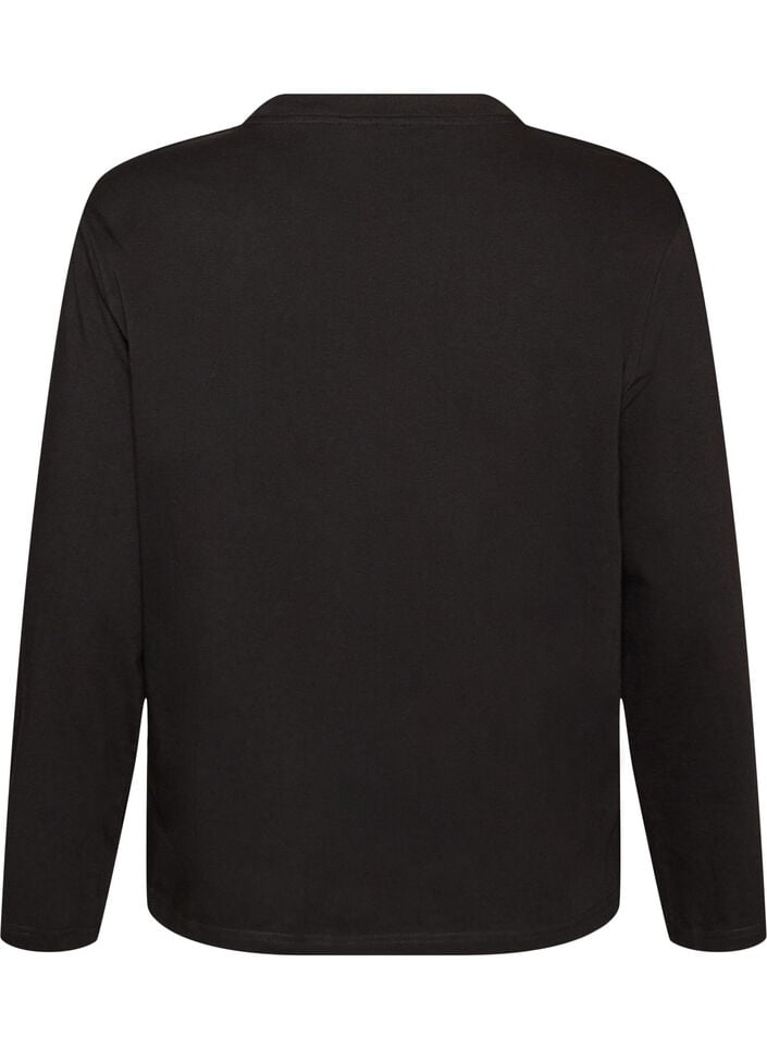 Basic t-shirt with long sleeves, Black, Packshot image number 1
