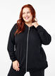 Sweat cardigan with a hood and pockets, Black, Model image number 0