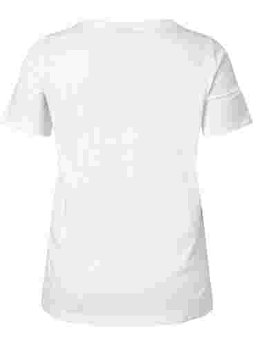 Cotton t-shirt with round neck and print, Bright White W. Love, Packshot image number 1