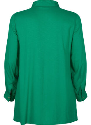 Long-sleeved viscose blouse with shirt collar, Jolly Green, Packshot image number 1