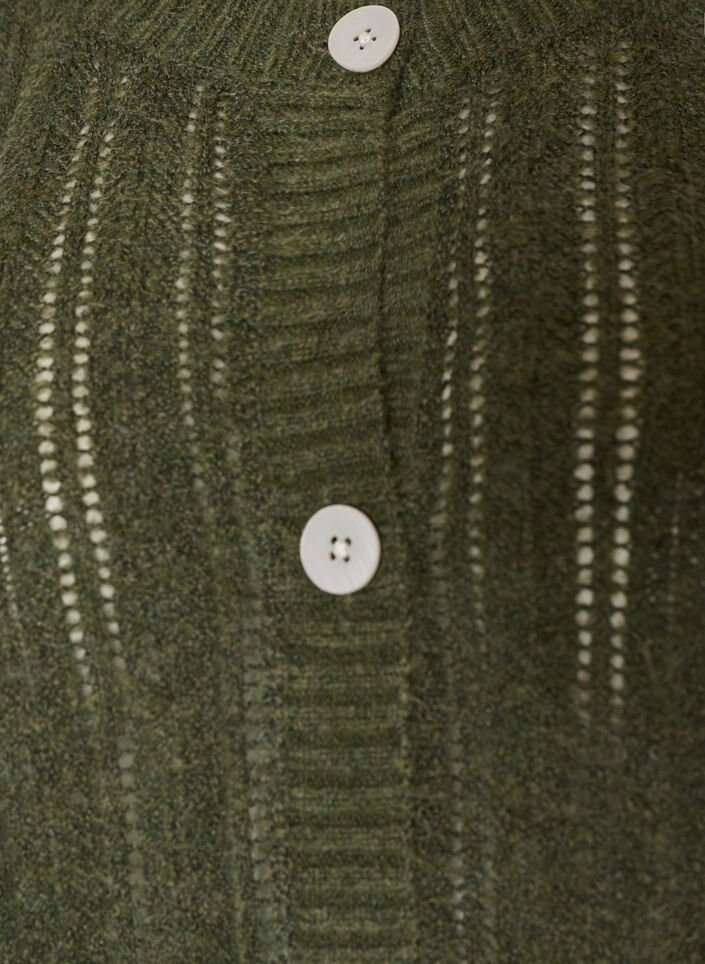 Knitted cardigan with openwork pattern, Green, Packshot image number 2