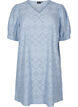 Short dress with v-neck and hole pattern, Cashmere Blue, Packshot image number 0