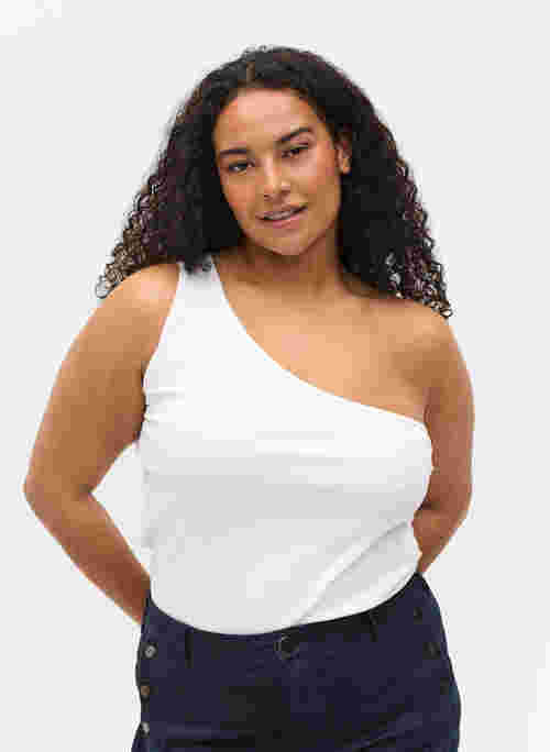 One-shoulder top in cotton